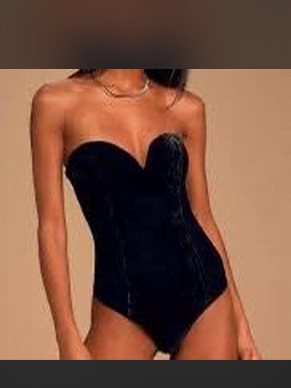 Lulu's Black Velvet Strapless Corset Bodysuit